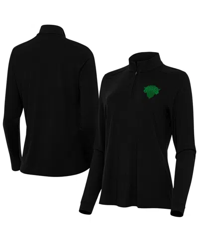 Antigua Women's Black New York Knicks St. Patrick's Day Intent Quarter-zip Sweatshirt