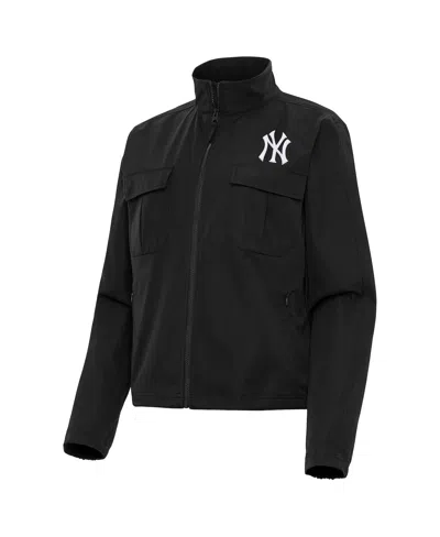 Antigua Women's Black New York Yankees Even Par Full-zip Jacket