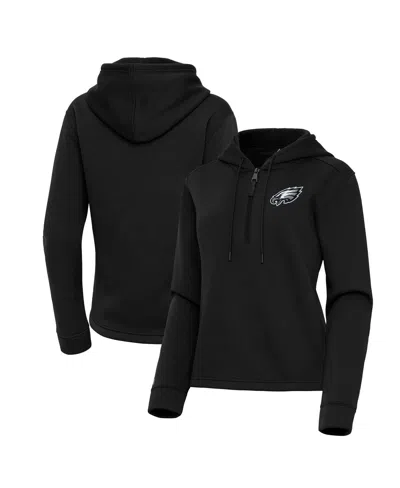 Antigua Women's Black Philadelphia Eagles Contemporary Quarter-zip Hoodie