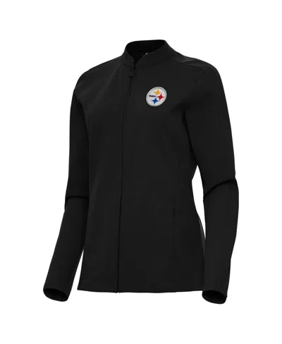 Antigua Women's Black Pittsburgh Steelers Regard Full-zip Jacket