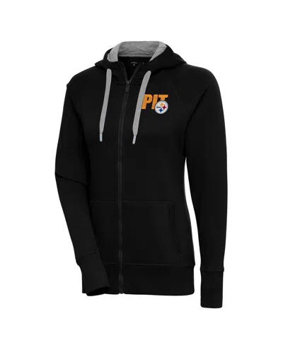 Antigua Women's Black Pittsburgh Steelers Victory Full-zip Hoodie