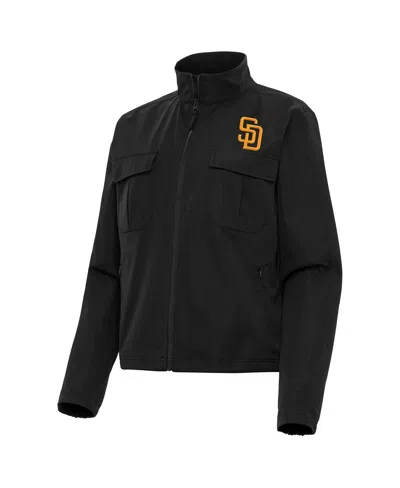 Antigua Women's Black San Diego Padres Even Par Full-zip Jacket