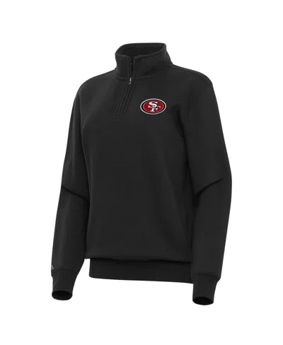 Antigua Women's Black San Francisco 49ers Victory Quarter-zip Sweatshirt