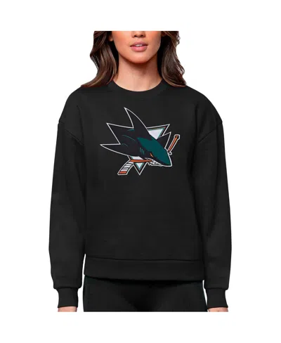 Antigua Women's Black San Jose Sharks Primary Logo Team Logo Victory Crewneck Pullover Sweatshirt