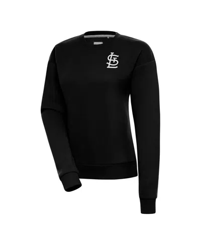 Antigua Women's Black St. Louis Cardinals Brushed Metallic Victory Pullover Sweatshirt