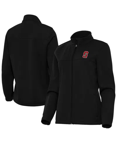 Antigua Women's Black Stanford Cardinal Links 2 Golf Full-zip Jacket