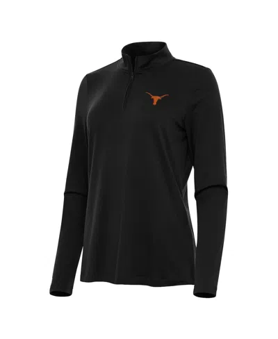 Antigua Women's Black Texas Longhorns Reprocess Quarter-zip Top