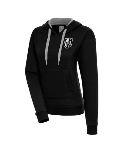 Antigua Women's Black Vegas Golden Knights Metallic Logo Victory Pullover Hoodie