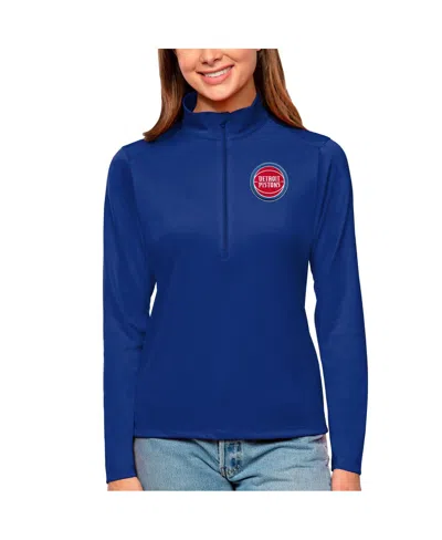 Antigua Women's Blue Detroit Pistons Tribute Half-zip Top