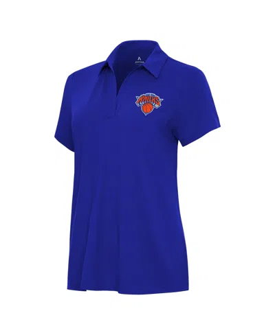 Antigua Women's Blue New York Knicks Era Polo Shirt In Black