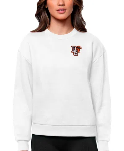 Antigua Women's Bowling Green St. Falcons Long-sleeve Crewneck Pullover Sweatshirt In White