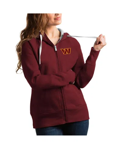 Antigua Women's Burgundy Washington Commanders Victory Full-zip Hoodie