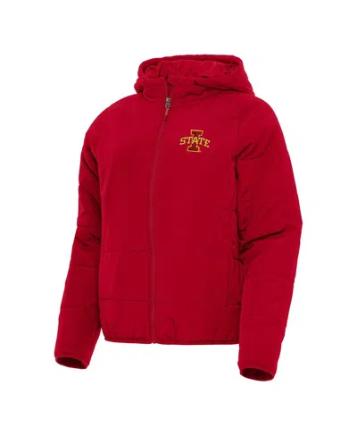 Antigua Women's Cardinal Iowa State Cyclones Universe Full-zip Puffer Jacket In Red