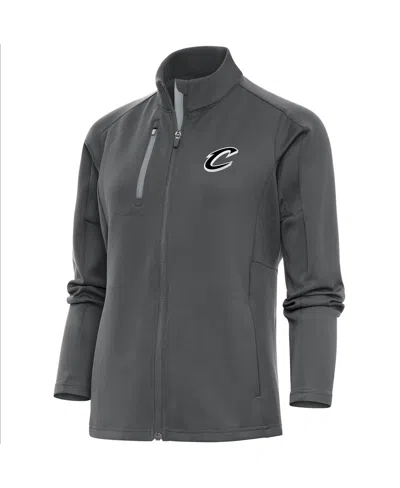 Antigua Women's Charcoal Cleveland Cavaliers Brushed Metallic Generation Full-zip Jacket In Black