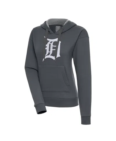 Antigua Women's Charcoal Detroit Tigers Victory Pullover Hoodie In Gray