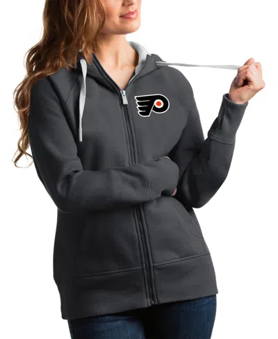 Antigua Women's Charcoal Philadelphia Flyers Victory Full-zip Hoodie In Gray