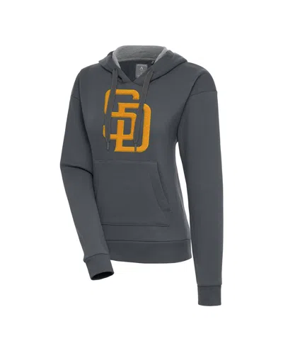 Antigua Women's Charcoal San Diego Padres Victory Pullover Hoodie In Gray