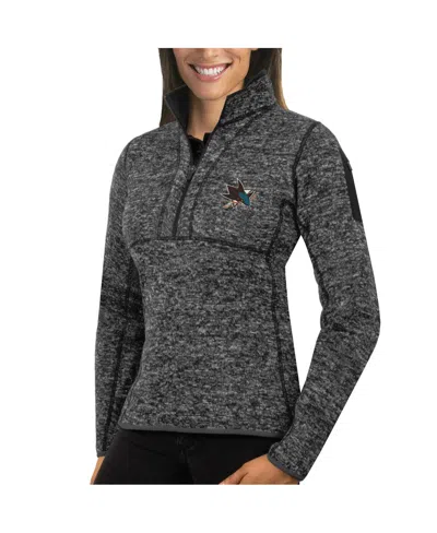 Antigua Women's Charcoal San Jose Sharks Fortune Half-zip Sweatshirt In Gray