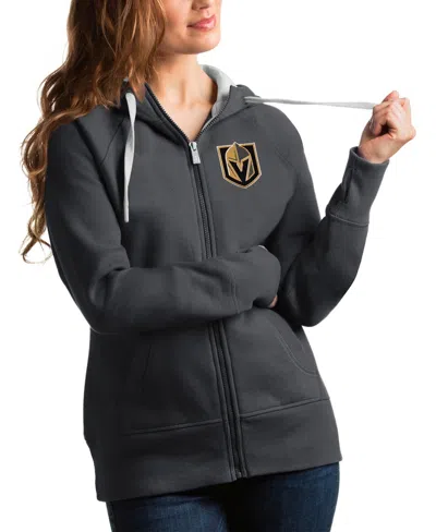 Antigua Women's Charcoal Vegas Golden Knights Victory Full-zip Hoodie In Gray