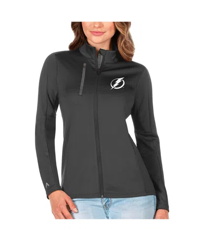 Antigua Women's Charcoal/silver Tampa Bay Lightning Generation Full-zip Pullover Jacket In Green