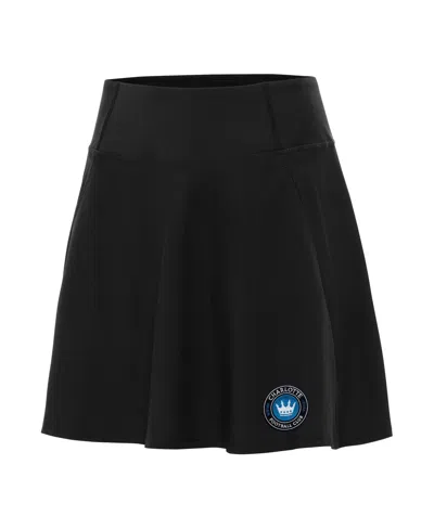 Antigua Women's Charlotte Fc Chip Skort Fit-and-flare Compression Waistband In Black