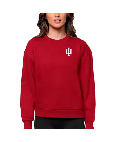 Antigua Women's Crimson Indiana Hoosiers Logo Victory Crewneck Pullover Sweatshirt In Red