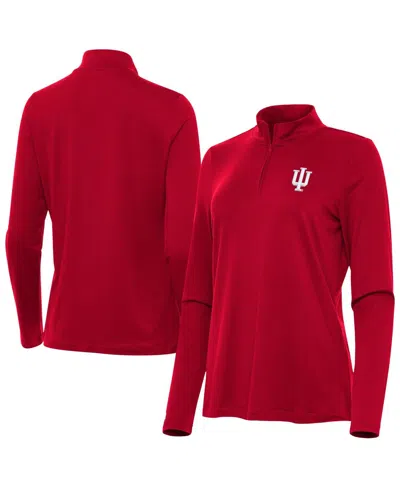 Antigua Women's Crimson Indiana Hoosiers Reprocess Quarter-zip Sweatshirt In Red