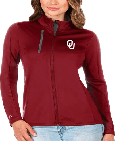 Antigua Women's Crimson/graphite Oklahoma Sooners Generation Full-zip Jacket In Crimson,graphite