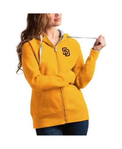 Antigua Women's Gold San Diego Padres Victory Full-zip Hoodie