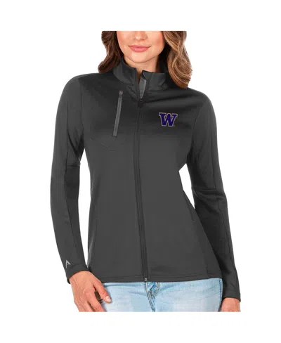 Antigua Women's Graphite/silver Washington Huskies Generation Full-zip Jacket In Graphite,silver