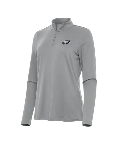 Antigua Women's Gray Philadelphia Eagles Reprocess Quarter-zip Top