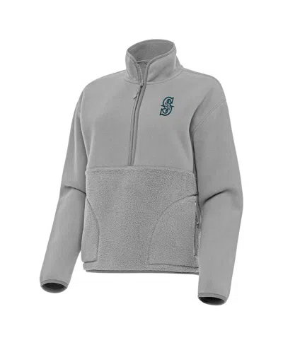 Antigua Women's Gray Seattle Mariners Figure Half-zip Sweatshirt