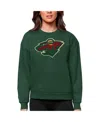 Antigua Women's Green Minnesota Wild Primary Logo Team Logo Victory Crewneck Pullover Sweatshirt In Green