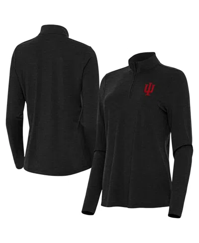 Antigua Women's Heather Black Indiana Hoosiers Bright Quarter-zip Sweatshirt