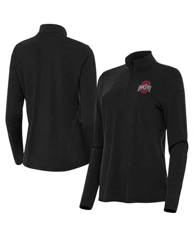 Antigua Women's Heather Black Ohio State Buckeyes Bright Quarter-zip Top