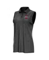 Antigua Women's Heather Black Ohio State Buckeyes Recap Sleeveless Polo Shirt In Gray