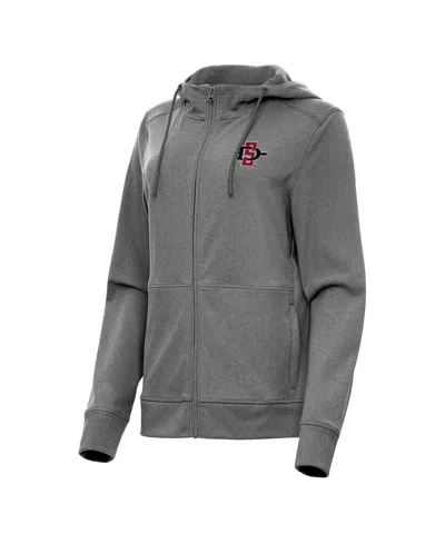 Antigua Women's Heather Black San Diego State Aztecs Seeker Full-zip Hoodie In Charcoal
