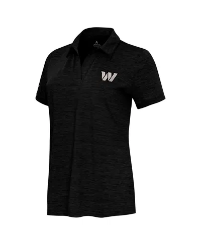 Antigua Women's Heather Black Washington Commanders Layout V-neck Polo Shirt