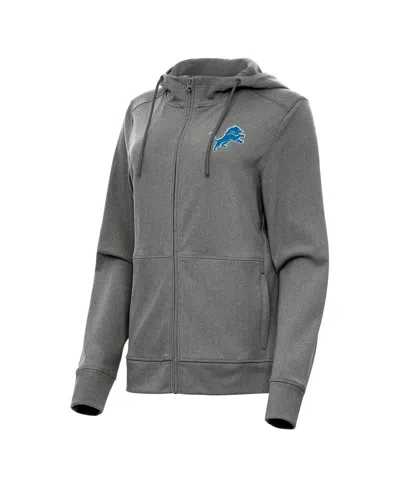 Antigua Women's Heather Charcoal Detroit Lions Seeker Full-zip Hooded Jacket In Gray