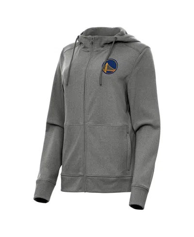Antigua Women's Heather Charcoal Golden State Warriors Seeker Full-zip Hoodie Jacket In Gray