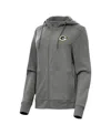 Antigua Women's Heather Charcoal Green Bay Packers Seeker Full Zip Hoodie Jacket