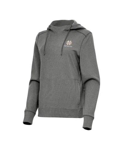 Antigua Women's Heather Charcoal Notre Dame Fighting Irish Justice Pullover Hoodie In Gray