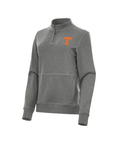 Antigua Women's Heather Charcoal Tennessee Volunteers Crush Quarter-zip Fleece Sweatshirt In Gray