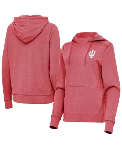 Antigua Women's Heather Crimson Indiana Hoosiers Justice Pullover Hoodie In Pink