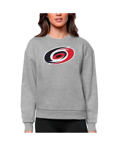 Antigua Women's Heather Gray Carolina Hurricanes Primary Logo Team Logo Victory Crewneck Pullover Sweatshirt