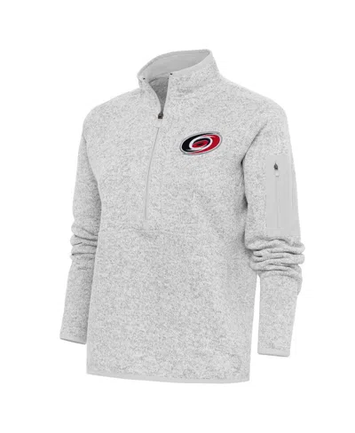 Antigua Women's Heather Gray Carolina Hurricanes Team Logo Fortune Quarter-zip Jacket In Green