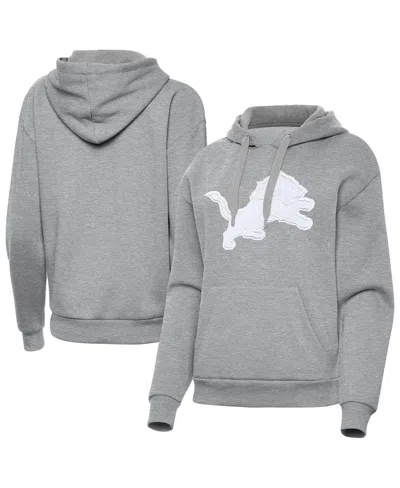 Antigua Women's Heather Gray Detroit Lions Victory Pullover Hoodie