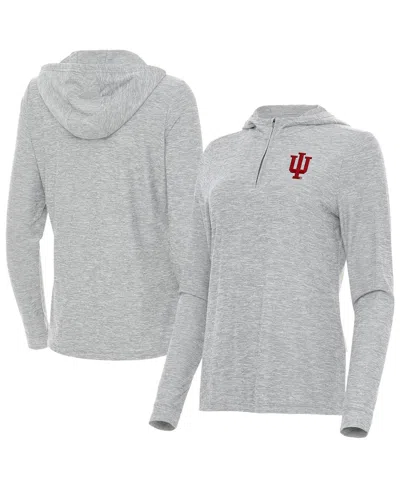Antigua Women's Heather Gray Indiana Hoosiers Daybreak Quarter-zip Hoodie
