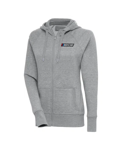 Antigua Women's Heather Gray Nascar Victory Full-zip Hoodie