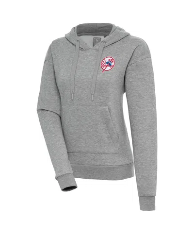 Antigua Women's Heather Gray New York Yankees Cooperstown Victory Pullover Hoodie
